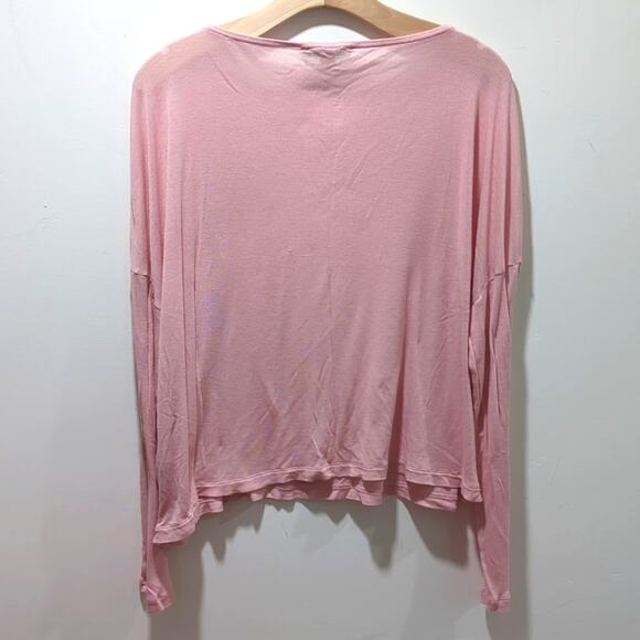 All Saints Francesco Rita Sheer Top Women's M Pink Boat Neck Lightweight Modal - Picture 6 of 9